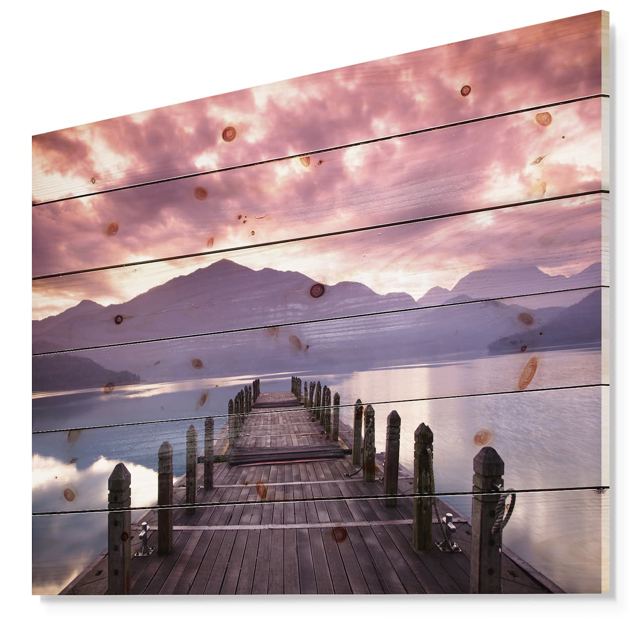 Designart - Beautiful Spring Sea at Morning - Photography Print on Natural Pine Wood